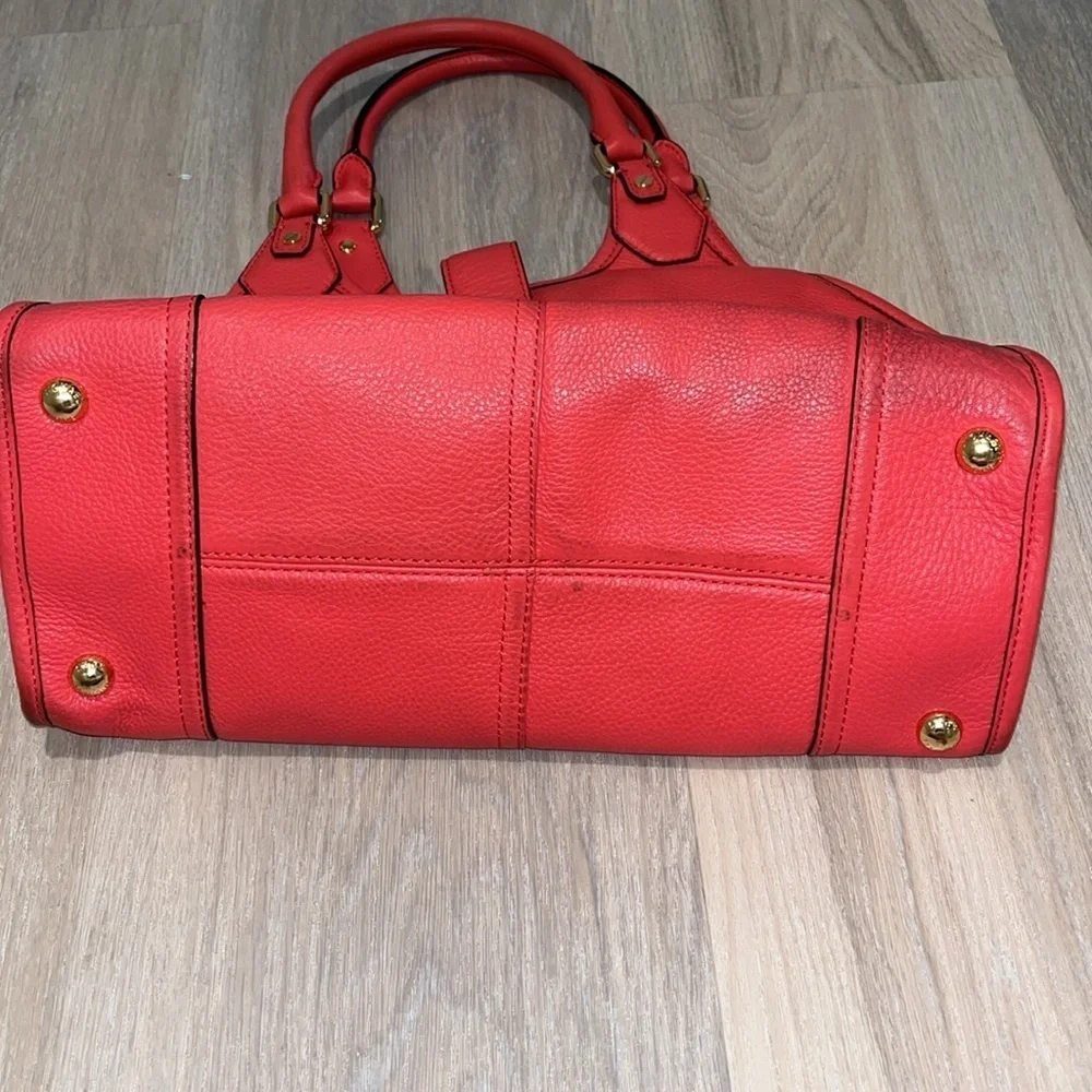 Michael Kors Hudson Large Leather Tote Shoulder Bag Satchel Watermelon Gold